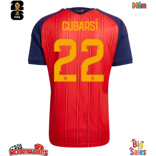 Spain Pau Cubarsi #22 Replica Home Stadium Shirt World Cup 2026 Short Sleeve